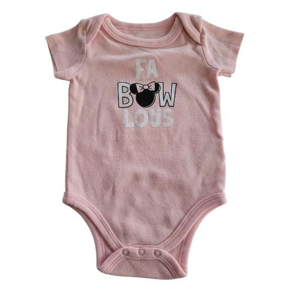 Disney Pink Minnie Baby Onesie Size 3 To 6 Months Girls - Picture 1 of 7